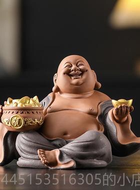 正品聚财弥勒佛摆件财大室肚招佛陶瓷工艺品家居客笑厅办公装饰品