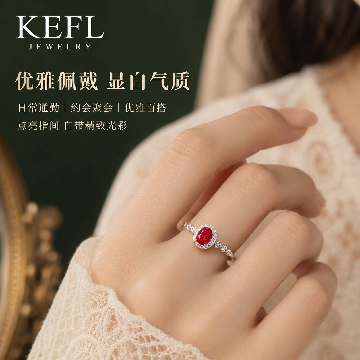 0.5 carat natural pigeon blood ruby ring
