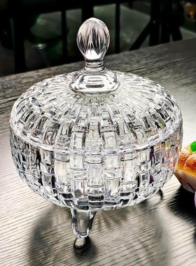 御守盐缸水晶玻璃碗消磁缸高端带盖子净宅粗盐玻璃缸 消磁净化盐