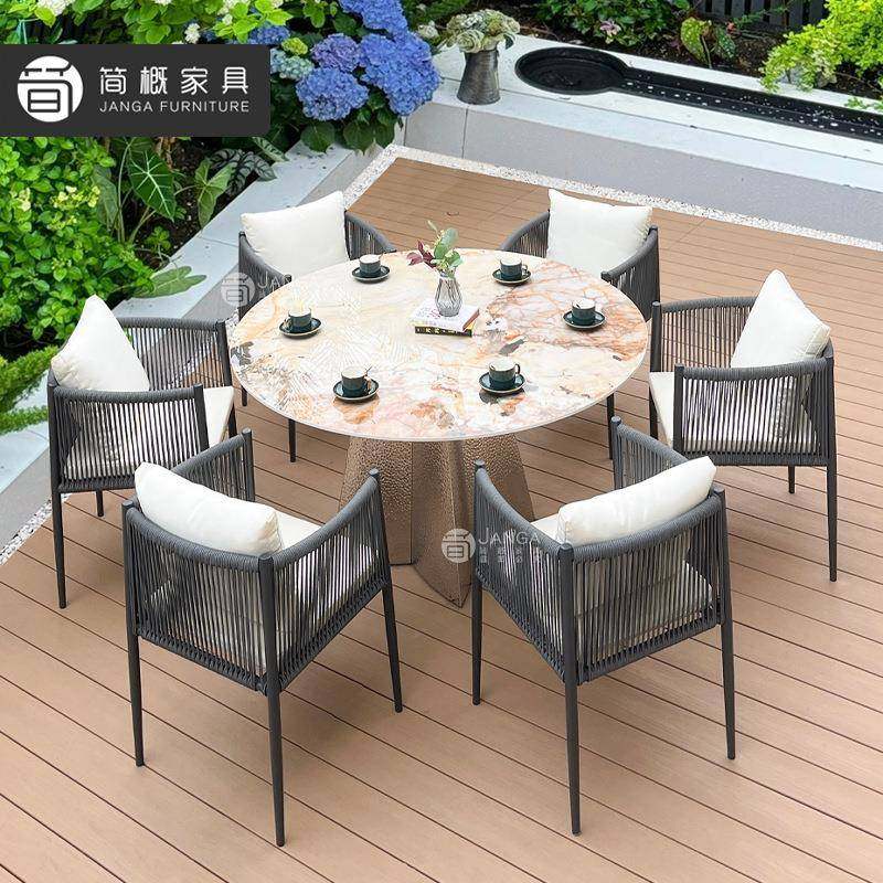 户外别墅阳台桌椅庭院休闲藤编椅露天防水防晒金属餐桌组合家具,淘宝优惠券,粉丝福利购,淘宝优惠卷