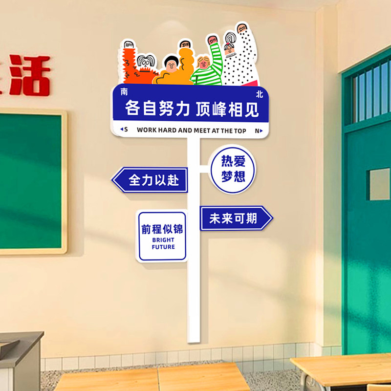 中小学辅导班级文化墙贴3d立体路牌定制激励标语贴画自习教室布置,淘宝优惠券,粉丝福利购,淘宝优惠卷