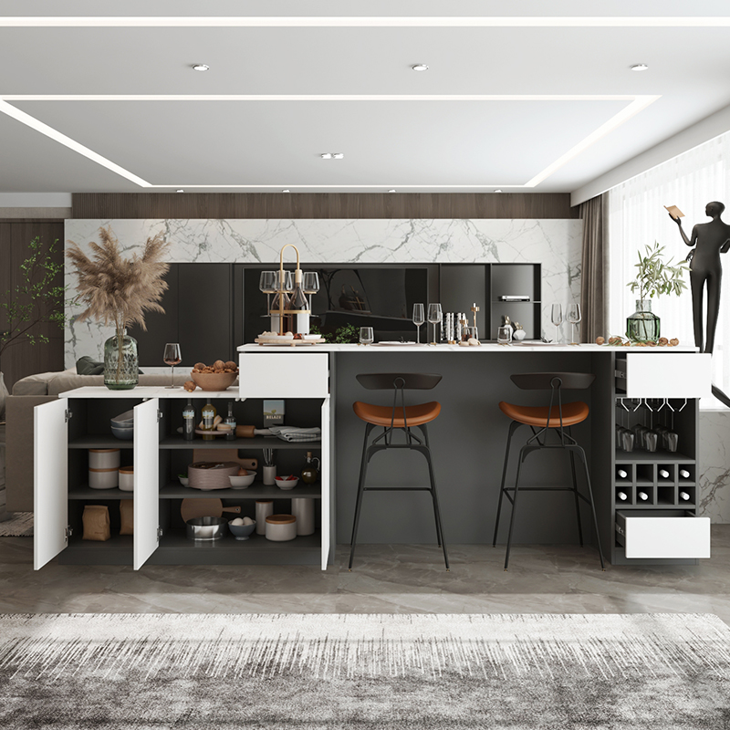 岛台餐桌一体客厅吧台隔断柜简约现代横厅沙发后背柜靠柜餐边柜 - 图0