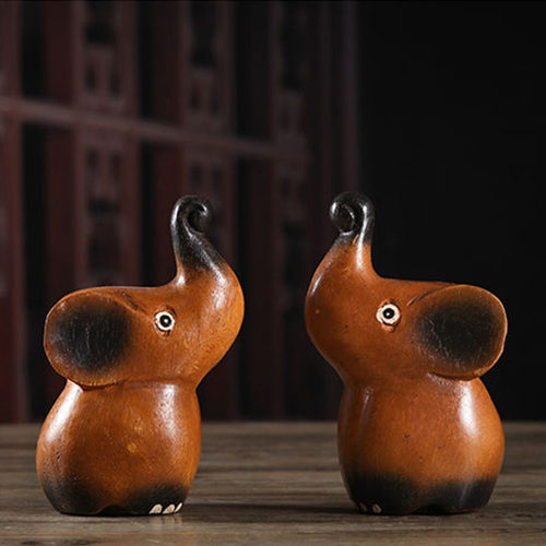 泰国进口实木小象东南亚摆件象木雕工艺品酒柜装饰品摆设吉祥如意 - 图1