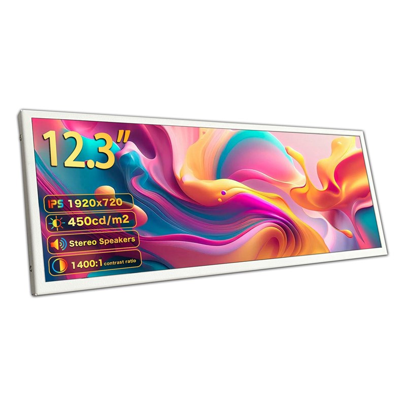 Chassis secondary screen 12.3-inch hairtail touch HDMI high-definition LCD screen computer desk with extended long bar display