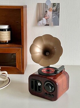 工位玄学小摆件覆古彷真留声机音乐盒书档摆件家居客厅酒柜办公室