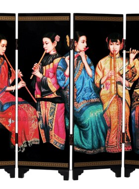 木质屏风家居摆件节日商务公关出差出国文化礼品陈逸飞油画 夜宴