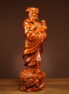 花梨木雕福禄寿喜财摆件实木家居客厅玄关装饰贺寿礼品红木工艺品