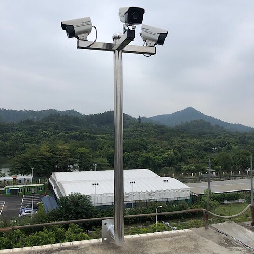 不锈钢监控支架L型围墙壁装楼顶摄像头机立杆柱 室外加长监控支架 - 图0