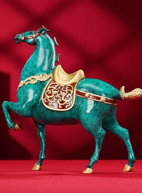 铜欣祥 彩铜马到成功摆件 家居办公室桌面铜马工艺品摆设商务礼品