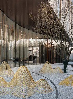 铁艺假山摆件创意镂空雕塑落地艺术酒店售楼处大堂造景装饰品摆设