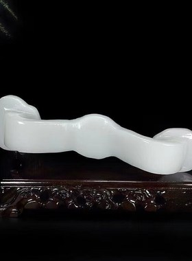 白玉如意摆件天然阿富汗家居开业装饰乔迁客厅玄关玉如意玉石摆件