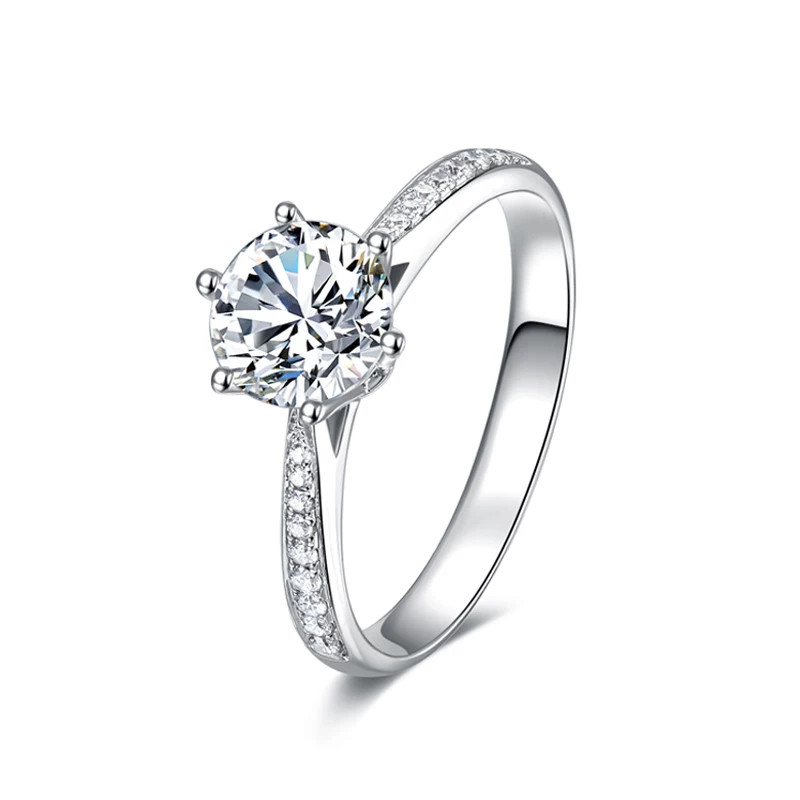 Micro-set six-claw diamond ring for women, one carat natural diamond GIA wedding proposal ring for girlfriend and wife on Chinese Valentine's Day