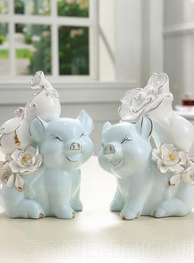 正品里陶瓷单祇招财猪发猪瓷器财猪客厅小酒柜白菜猪家居摆件装饰