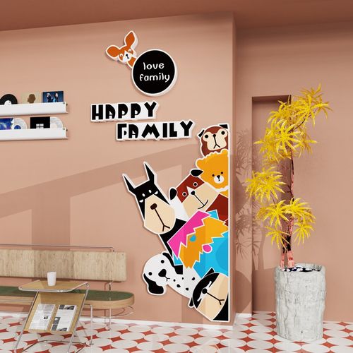 卡通狗狗3d立体墙贴纸壁画儿童房间布置餐客厅民宿装饰幼儿园环创 - 图3