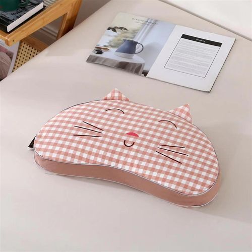 老粗布荞麦壳枕头u型U型枕午休枕头保护颈椎枕可爱小猫沙发抱枕 - 图1