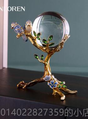正品圣朗开伦轻奢珐琅彩摆件水晶玻璃球电办公室新中柜式视饰品业