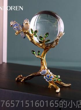 高档水圣朗摆伦轻奢珐琅彩件品晶玻璃球电视柜办公室新中式饰开业