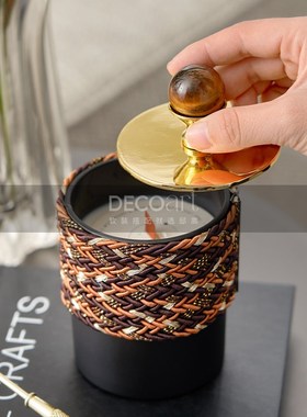 邸高家居售楼处现代简约样板间客厅沙发角几香薰玻璃花器插花摆件