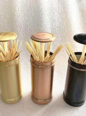 牙签筒黄铜摆件工艺品室内家居按压式礼品餐厅厂家零售来图做