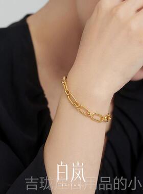 正品白小方扣手錬女百搭气质手串众小设计岚感轻奢925S银手饰L131