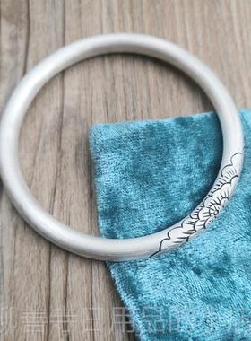 正品足银牡999复古文艺手风工纯银手镯丹哑光闭口花女款民族定做