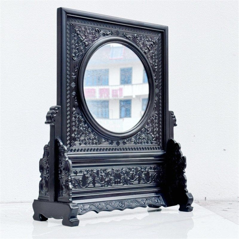 中式镜拍摄道具 东瓶西镜复古插屏摆件木雕 卯榫工艺框中堂条案镜,淘宝优惠券,粉丝福利购,淘宝优惠卷