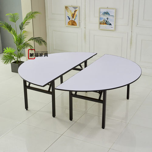 饭店酒店包厢宴会酒席家用折叠实木大圆桌子圆形餐桌台面板带转盘 - 图2