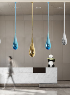 抽象吊装水滴雕塑不锈钢挂饰售楼处商城展厅酒店落地摆台装置摆件