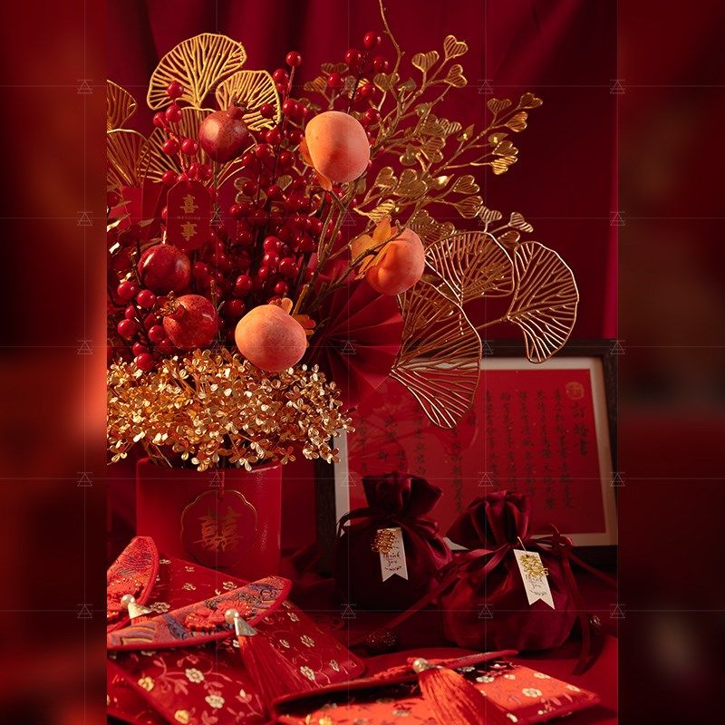 婚嫁装饰福桶结婚订婚创意装饰客厅摆件仿真花婚房布置用品大全,淘宝优惠券,粉丝福利购,淘宝优惠卷