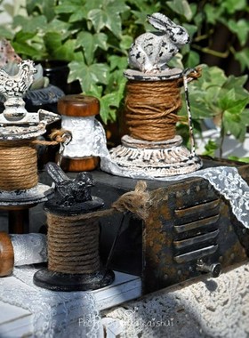 in铸铁麻绳装饰饰品扎卡花园杂货线轴家庭窗口展示软装饰手工道具