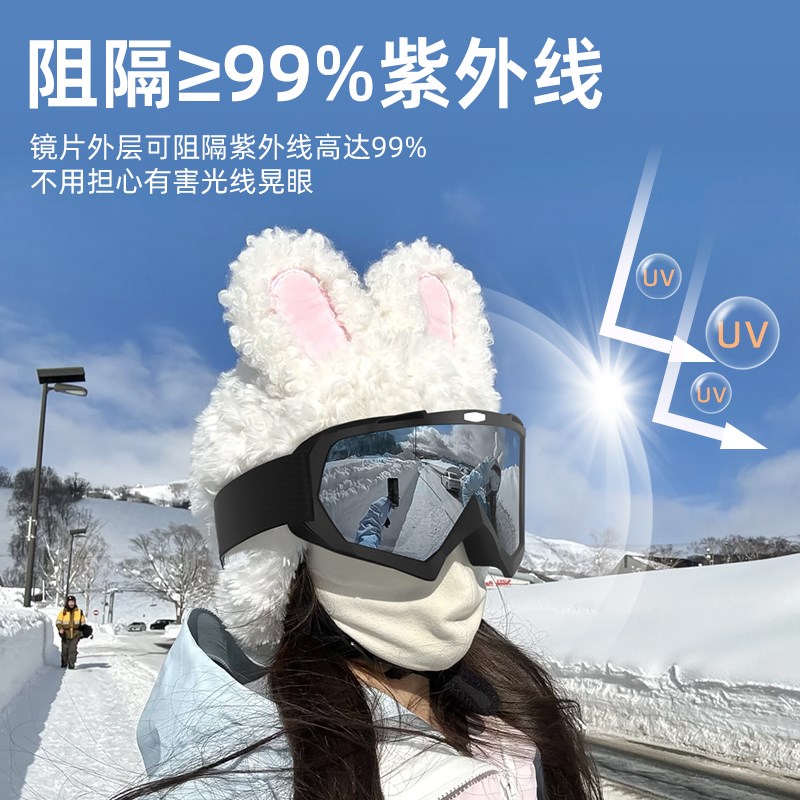 眼镜女镜护目镜登山雪镜男可戴近视防风防雾雪地雪山装备 - 图1