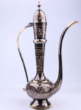 巴基斯坦青铜民族工艺品,酒壶,民族锅,大锅装饰品,特殊的家庭