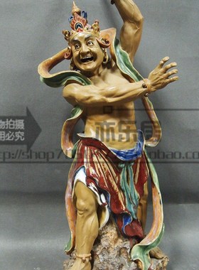 石湾公仔陶瓷摆件创意工艺品家居装饰大师精品人物摆件哼哈门神