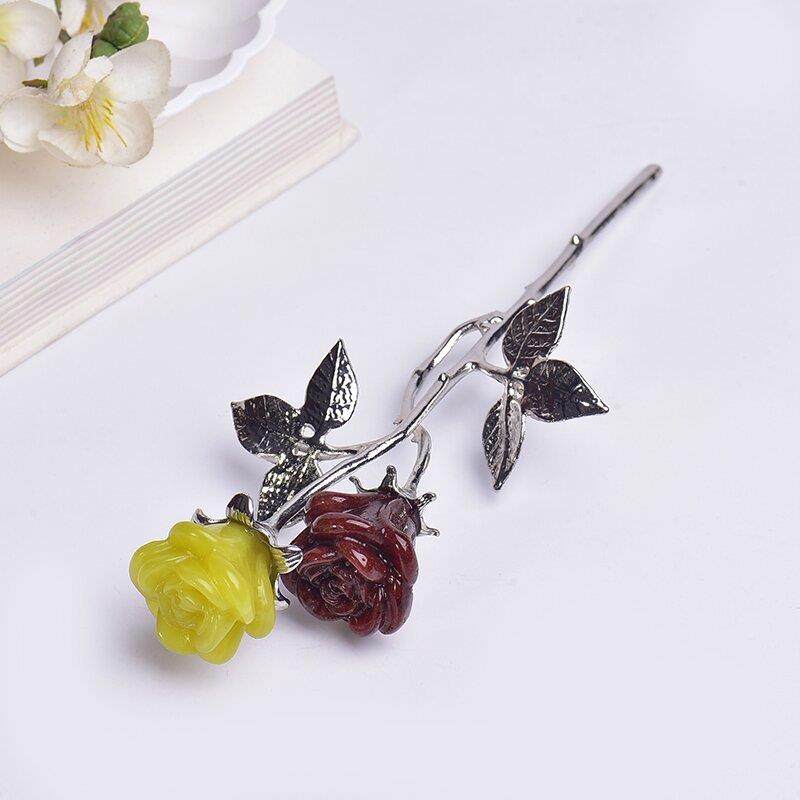 天然水晶玫瑰花双头雕刻摆件 办公室家居桌面水晶工艺品创意摆件,淘宝优惠券,粉丝福利购,淘宝优惠卷