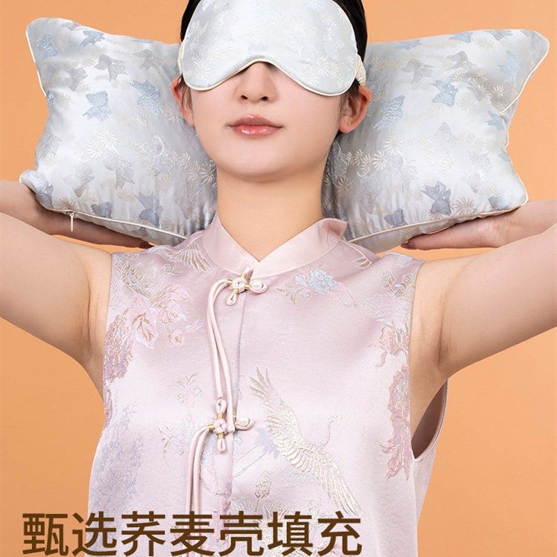 古风宋锦长方形枕荞麦枕头彷古提花护颈丝绸锦缎花草养生透气枕头,淘宝优惠券,粉丝福利购,淘宝优惠卷