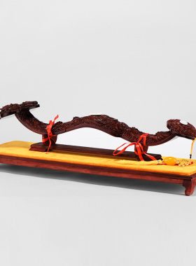 小叶紫檀如意摆件九龙戏珠实木质雕刻客厅玄关红木工艺品乔迁礼品