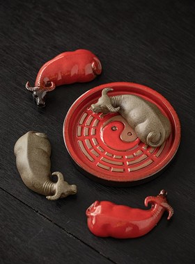 牛转乾坤茶宠摆件陶瓷小号牛创意个性茶玩茶桌茶盘装饰品茶道配件