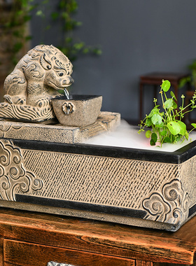 瑞兽流水摆件循环水生财喷泉加湿器日进斗金开业招财送礼鱼缸造景