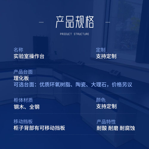 实验室实验台工作台化学实验桌全钢中央边台试验台通风操作台橱柜 - 图2