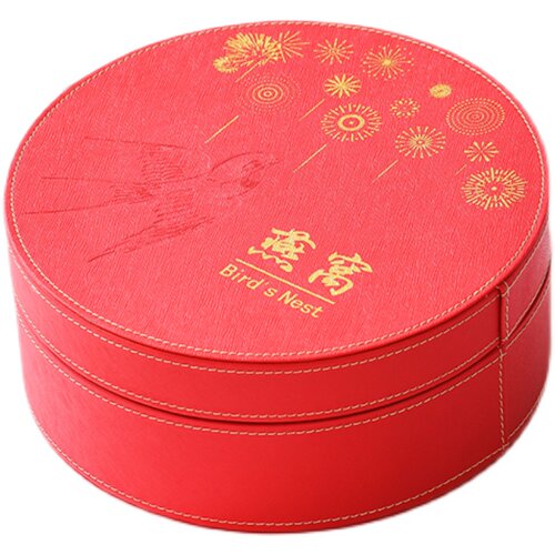燕窝包装盒礼品盒礼盒红色圆形皮盒圆盒内盒八角盒高档燕窝盒喜庆 - 图3
