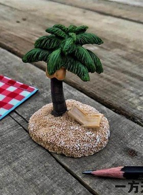 场景模型仿真微缩迷你小游泳池椰子树沙滩躺椅微景沙盘道具摆件