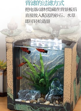 威弗列德循环水办公室创意微景观坊景观小鱼缸造景办公桌流水摆件