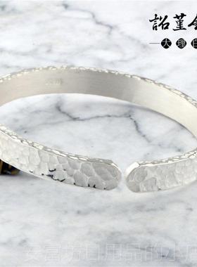 正品手工印银锤手镯雪银锤打点男女点足银999情侣花手环锤可定制
