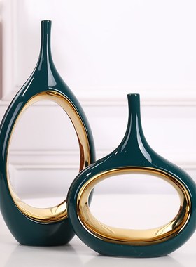 创意陶瓷家居装饰个性摆件现代工艺品客厅酒柜玄关抽象花瓶摆设