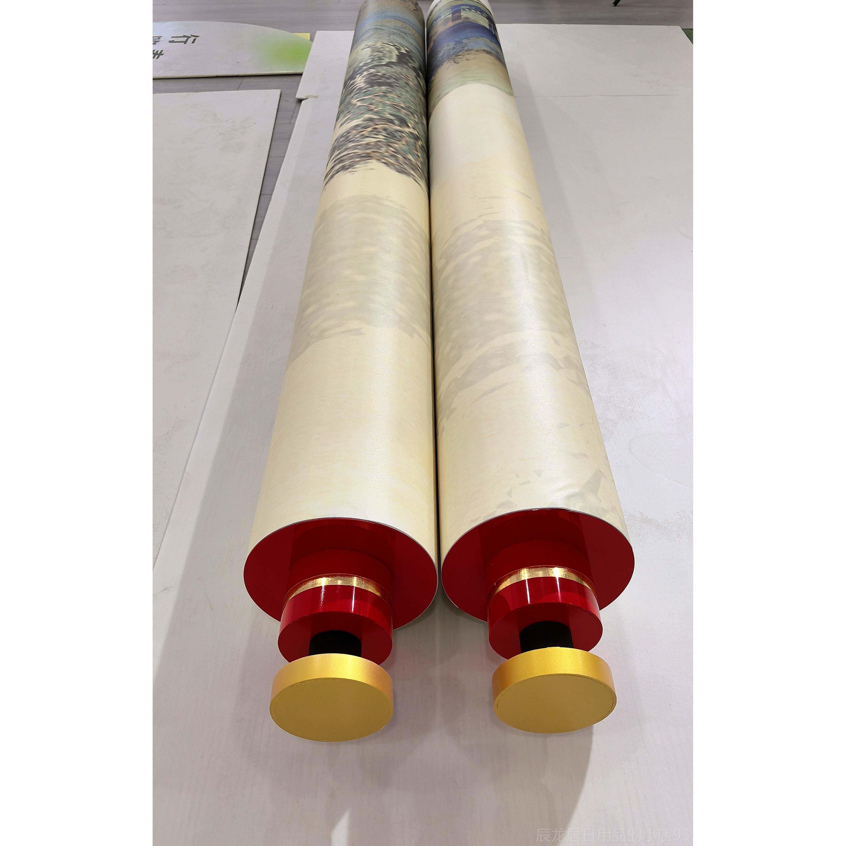 Authentic national lacquer trend painting scroll scroll blank scroll rod customized finished product set with shaft vertical head baked UV cultural wall column