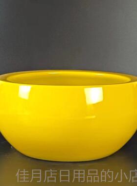 高档景德镇纯黄色陶瓷盆聚盆陶瓷饰花盆鱼缸水缸瓷摆器陶色土罐宝
