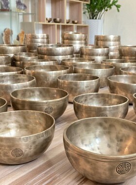 紫火音疗满月颂钵套钵尼泊尔纯手工七音准套钵疗愈演奏冥想摆件