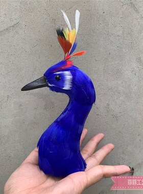 仿真羽毛孔雀头傣族手抓饭宴会桌面摆件开业花篮装饰孔雀头模型