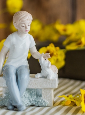 慕空间出口创意人物男女孩陶瓷新房电视柜装饰品摆件乔迁新居礼品