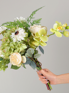 秋色复古花束仿真假花客厅电视柜样板房餐桌酒店花瓶插花装饰花艺